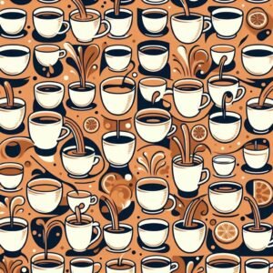 Design a pattern with teacups in various stages of being filled, sipped, and refilled. This can create a visual rhythm that represents the repetitive yet enjoyable process of tea drinking