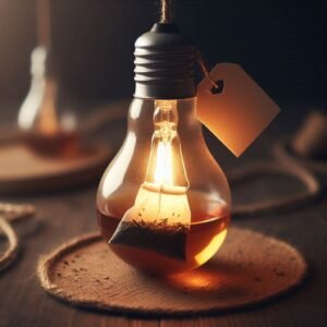 A tea bag in alight bulb