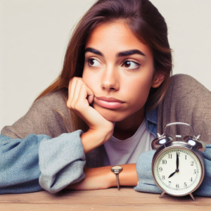 woman waiting for the patient time